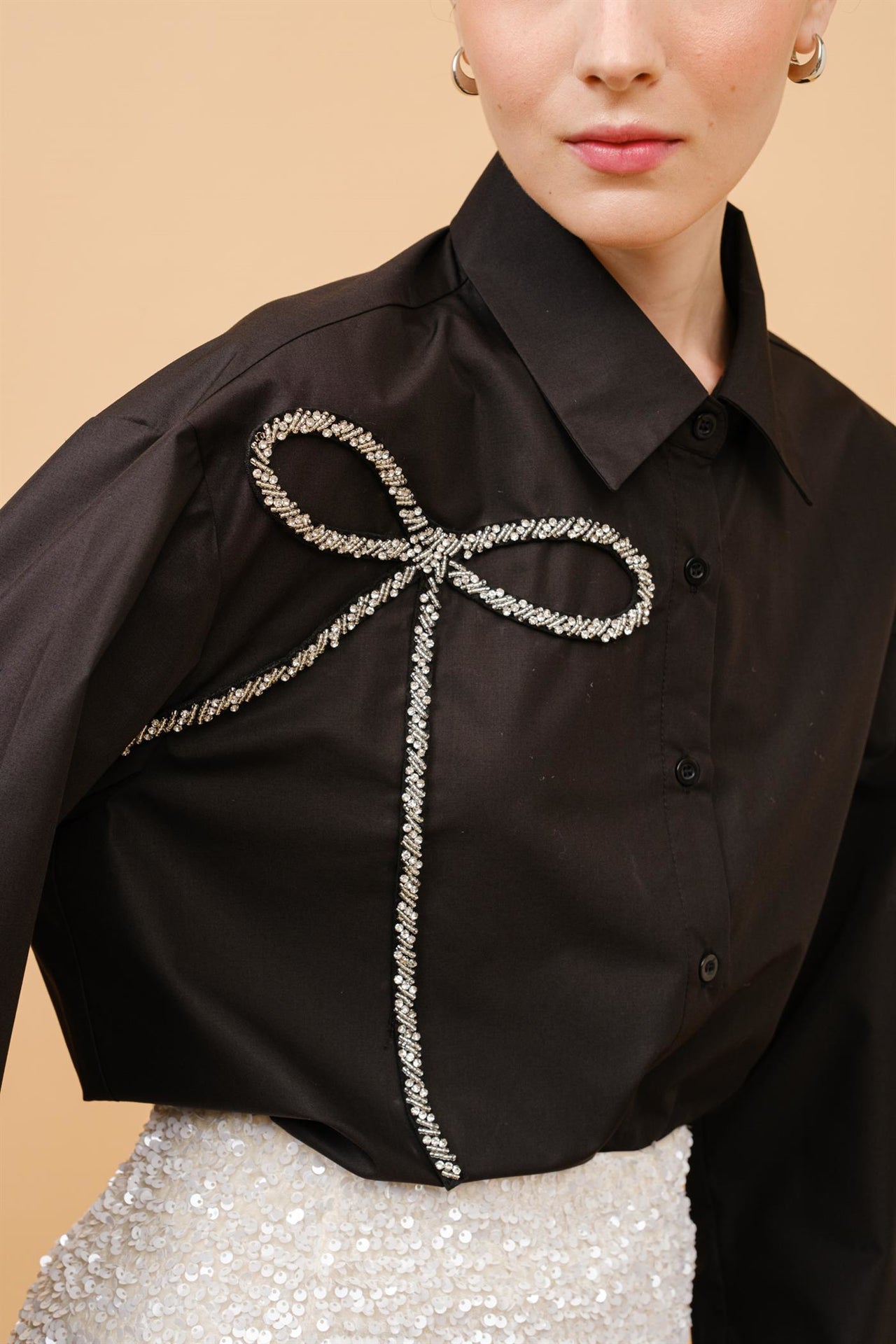 Camisa Rhinestone Bow