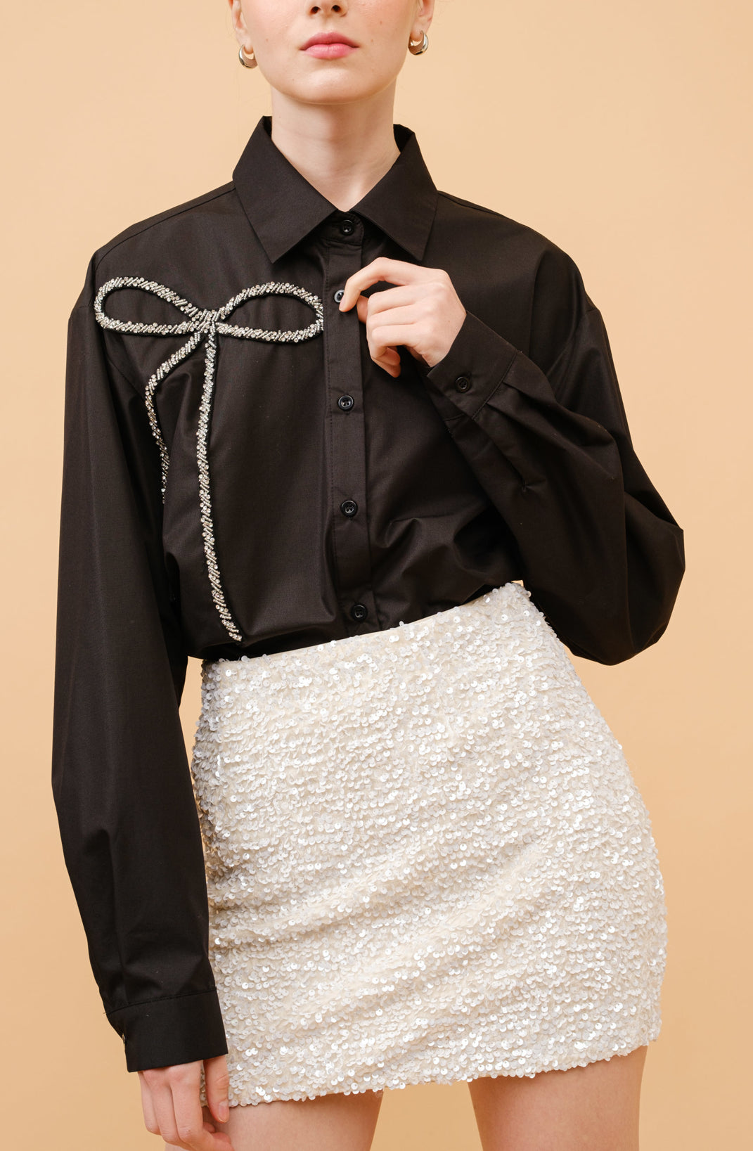 Camisa Rhinestone Bow