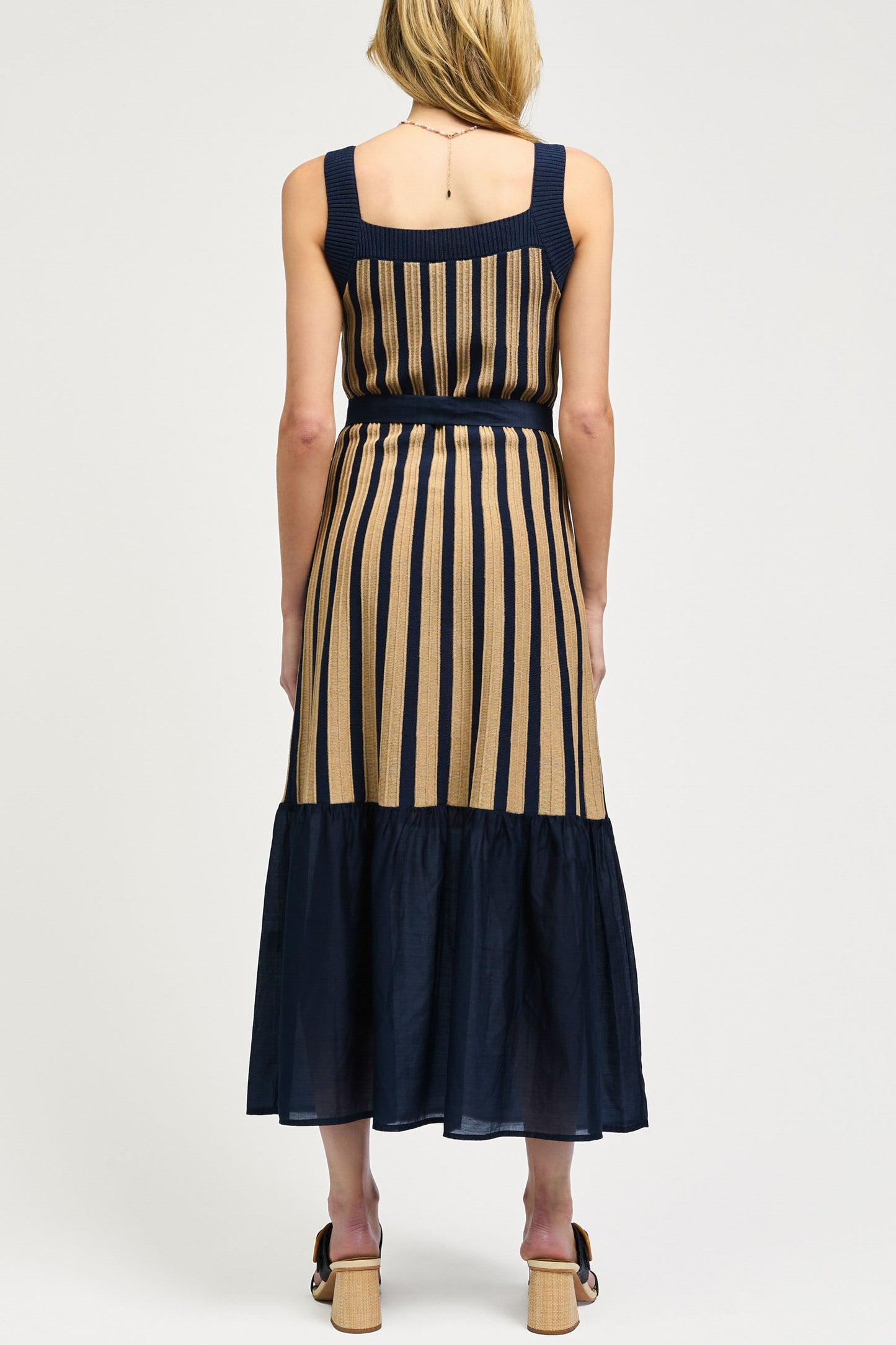 Vestido Khaki + Navy Stripes