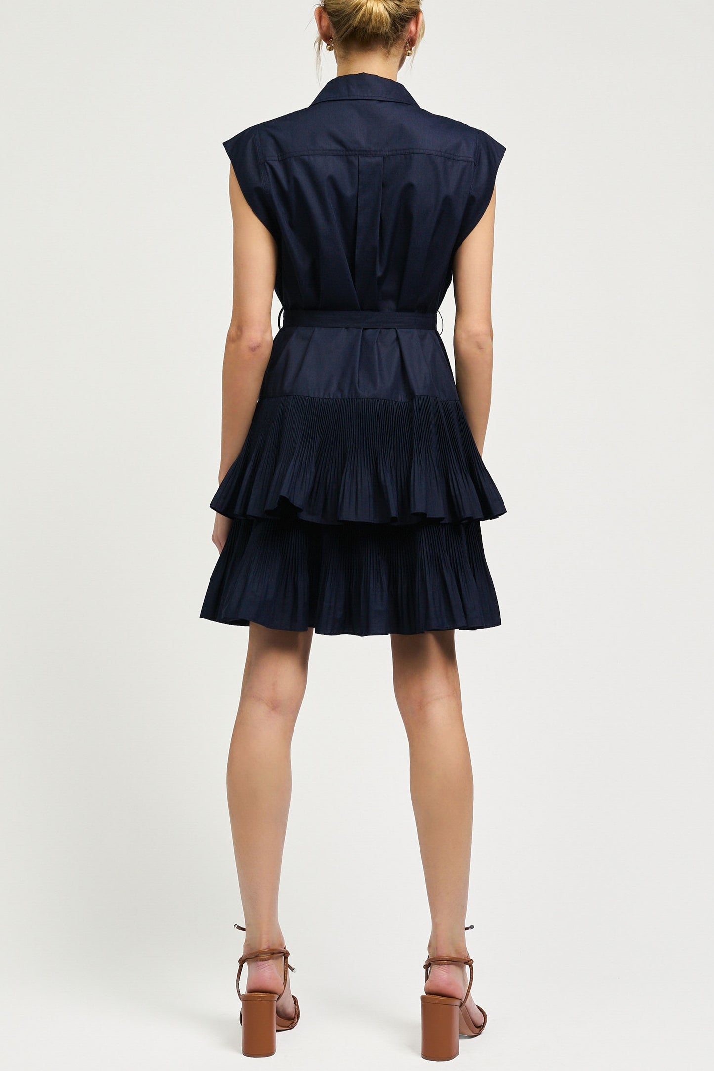 Vestido Navy Pleated