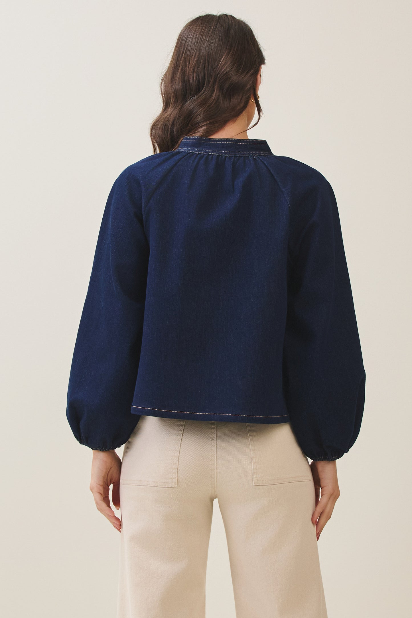 Denim Bow Blouse