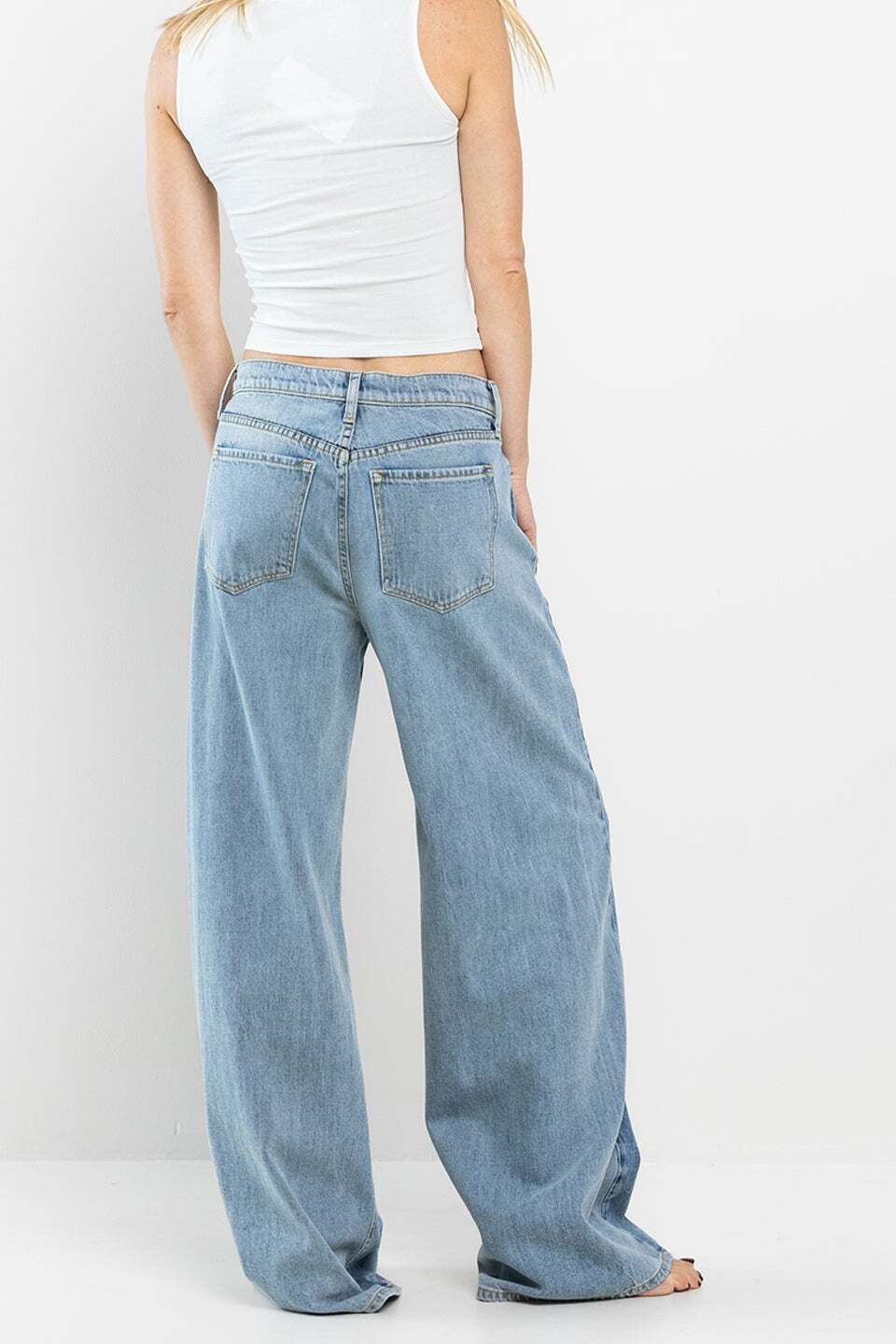 Two Tone Wide Leg Jeans