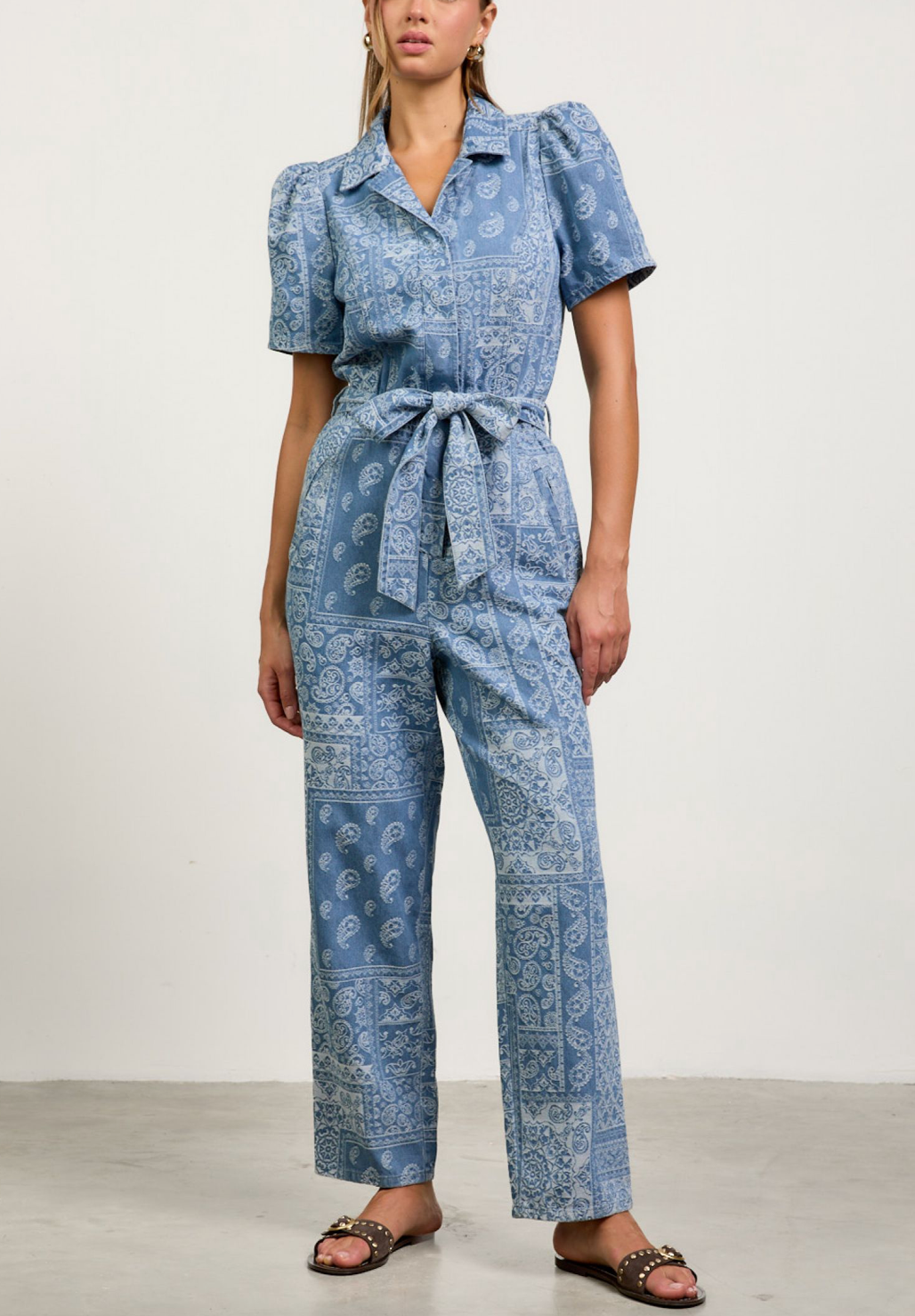 Denim Jacquard Jumpsuit