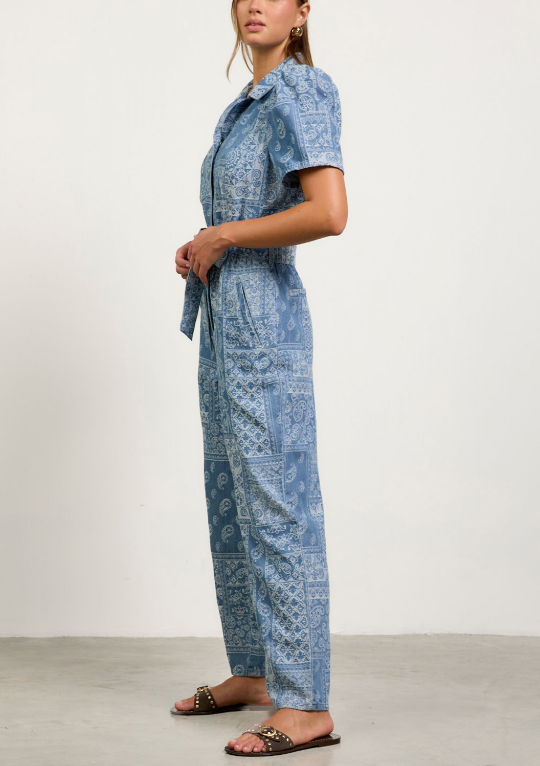 Denim Jacquard Jumpsuit