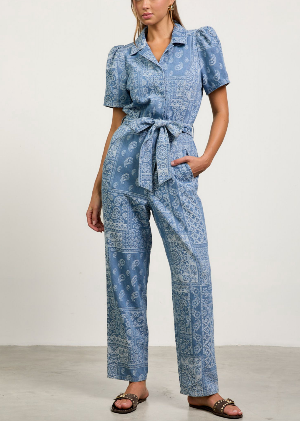 Denim Jacquard Jumpsuit