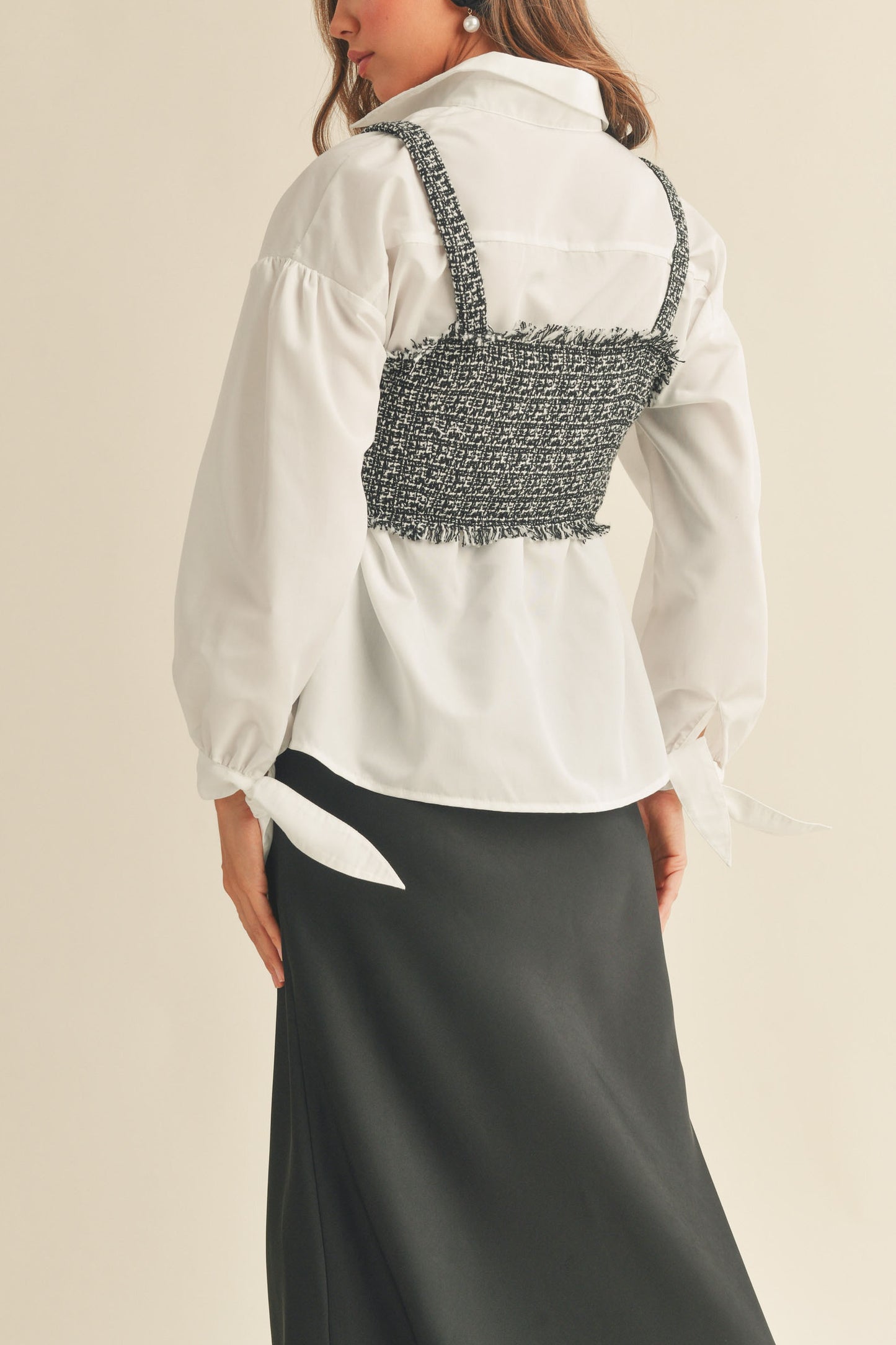 Tweed Crop Top Shirt
