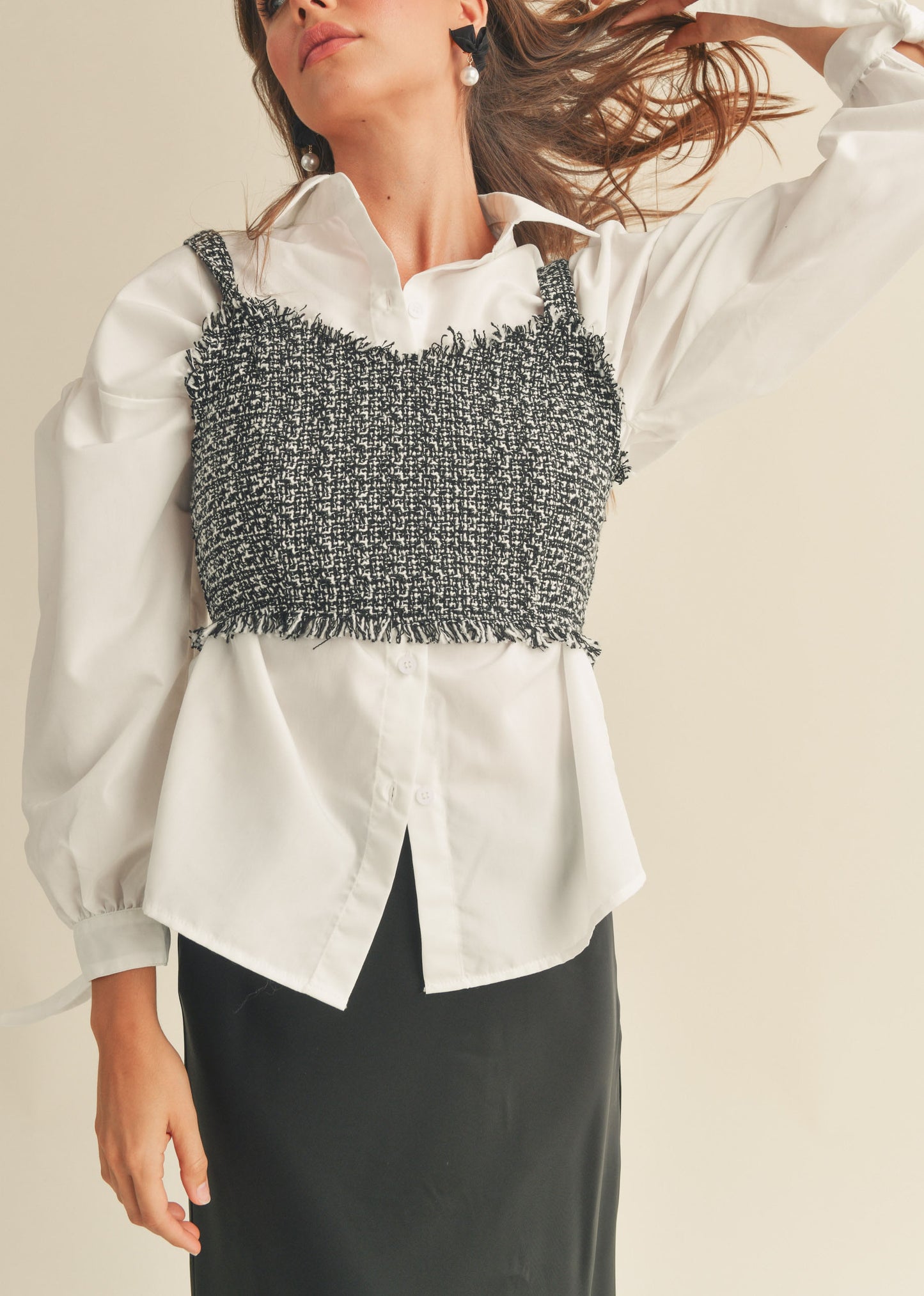 Tweed Crop Top Shirt