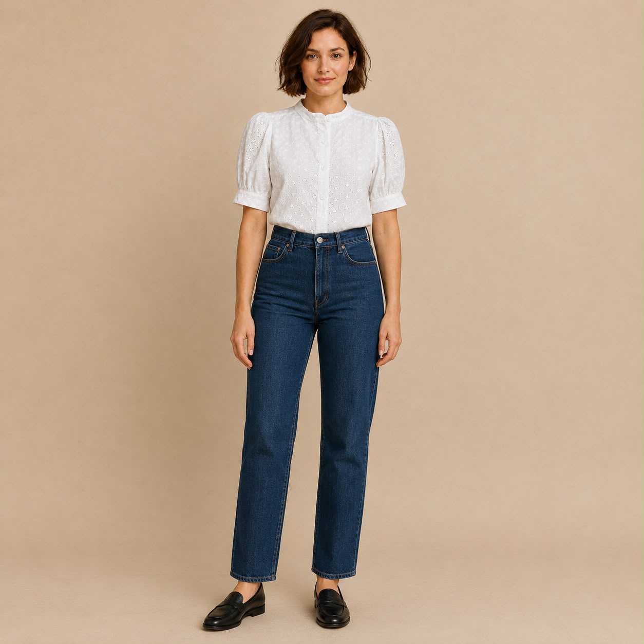 Blusa Cuello Chino manga corta