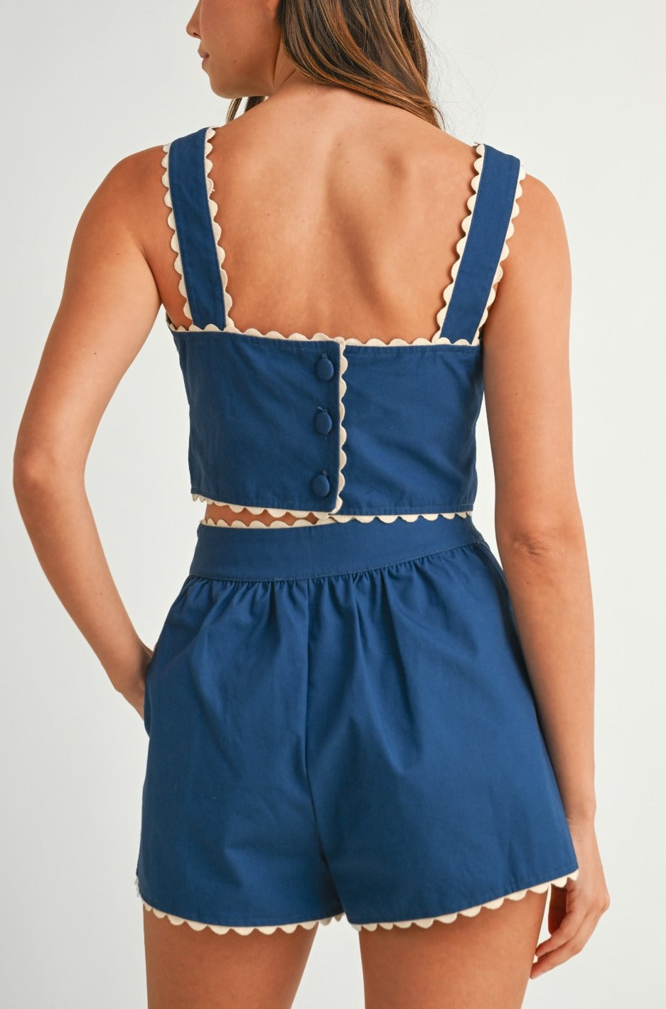 Conjunto Blue Embroidered Short+Top