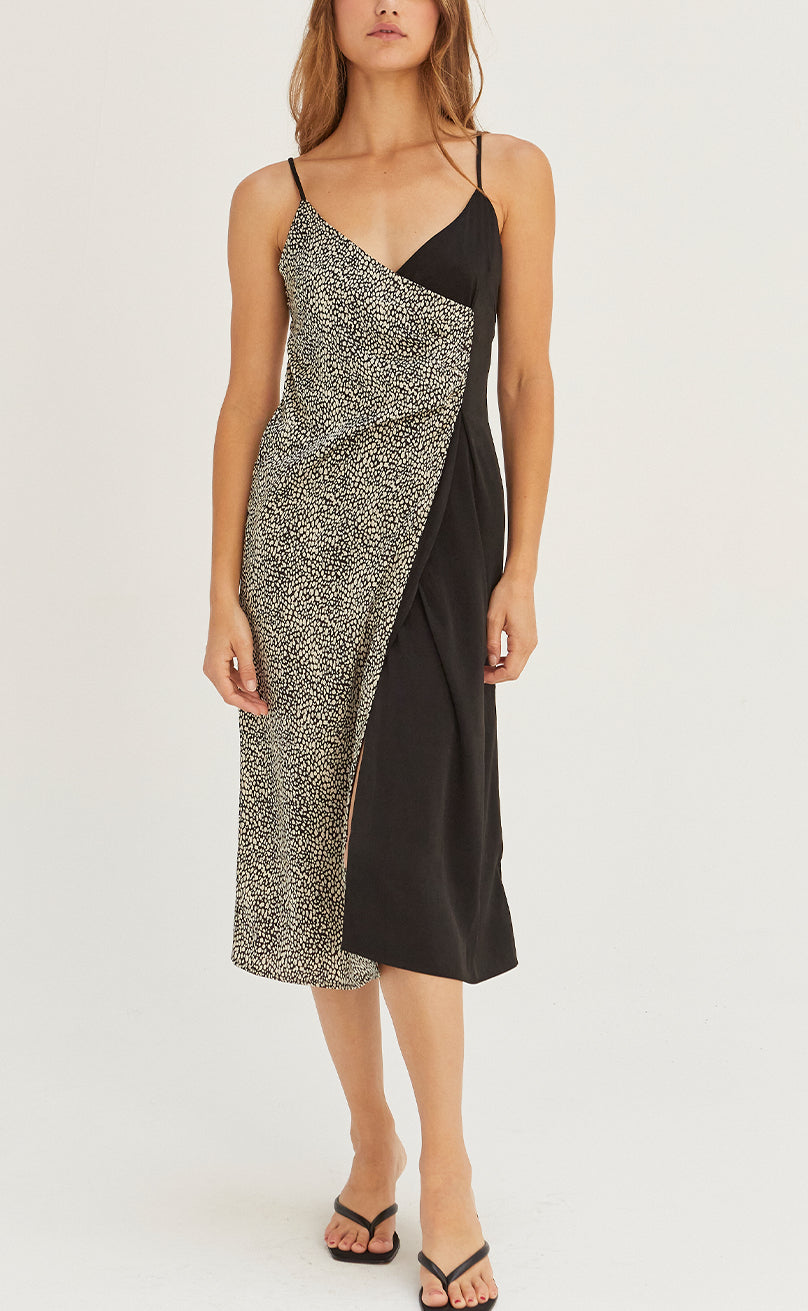 Vestido Animal Print Color Block
