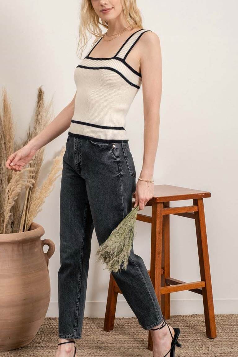Contrast Knit Top