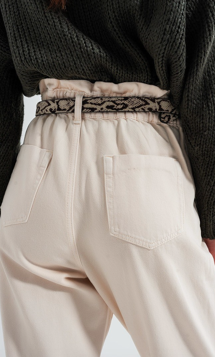 Cream High-Rise Denim