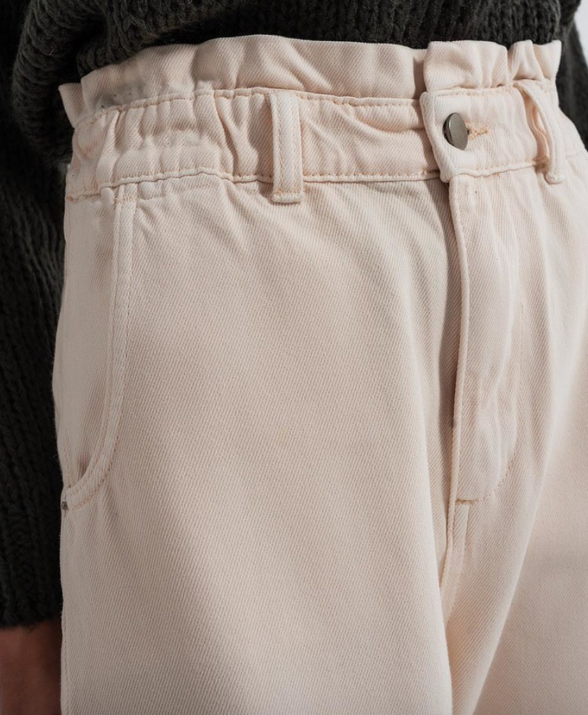 Cream High-Rise Denim