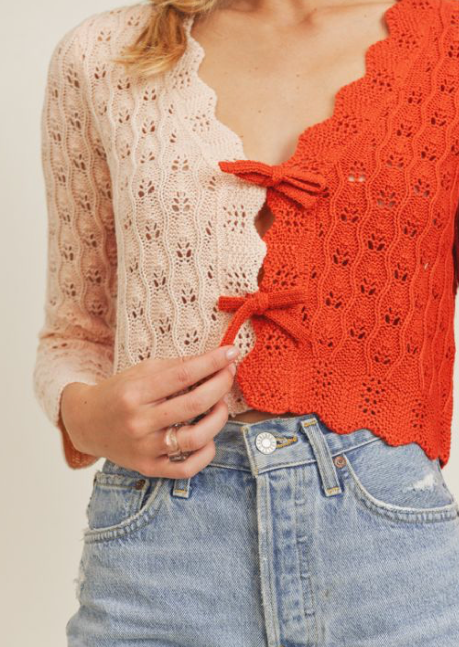 Color Block Bow Sweater