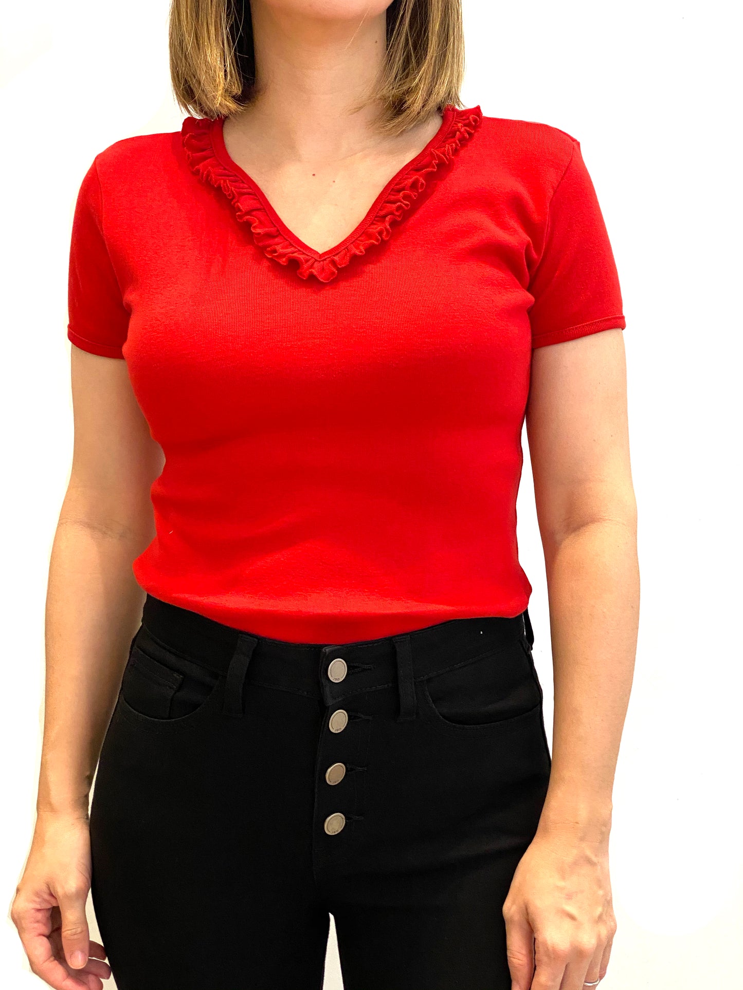 Ruffle Neck Top
