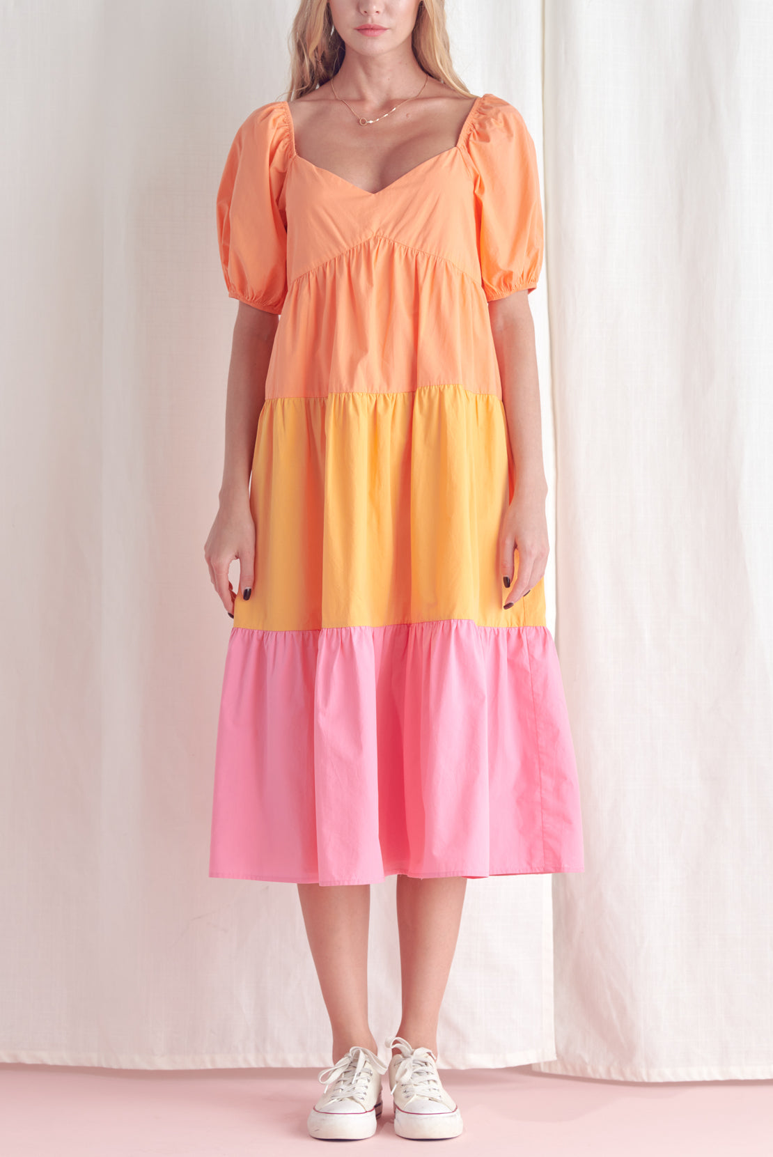 Three Tone Midi Dress