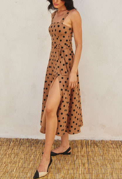 Vestido Taupe Polka Dots