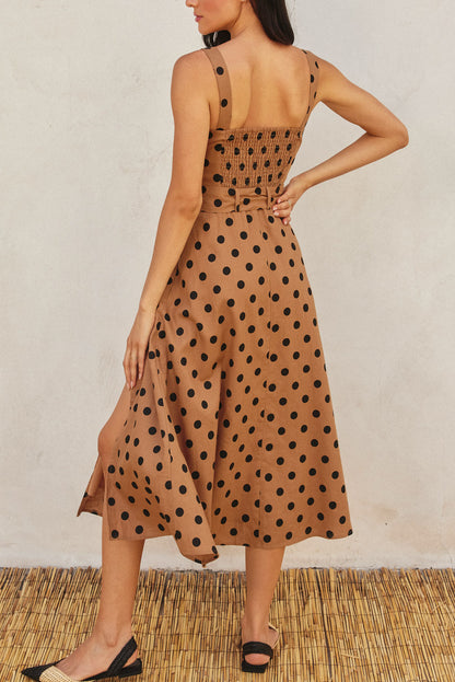 Vestido Taupe Polka Dots