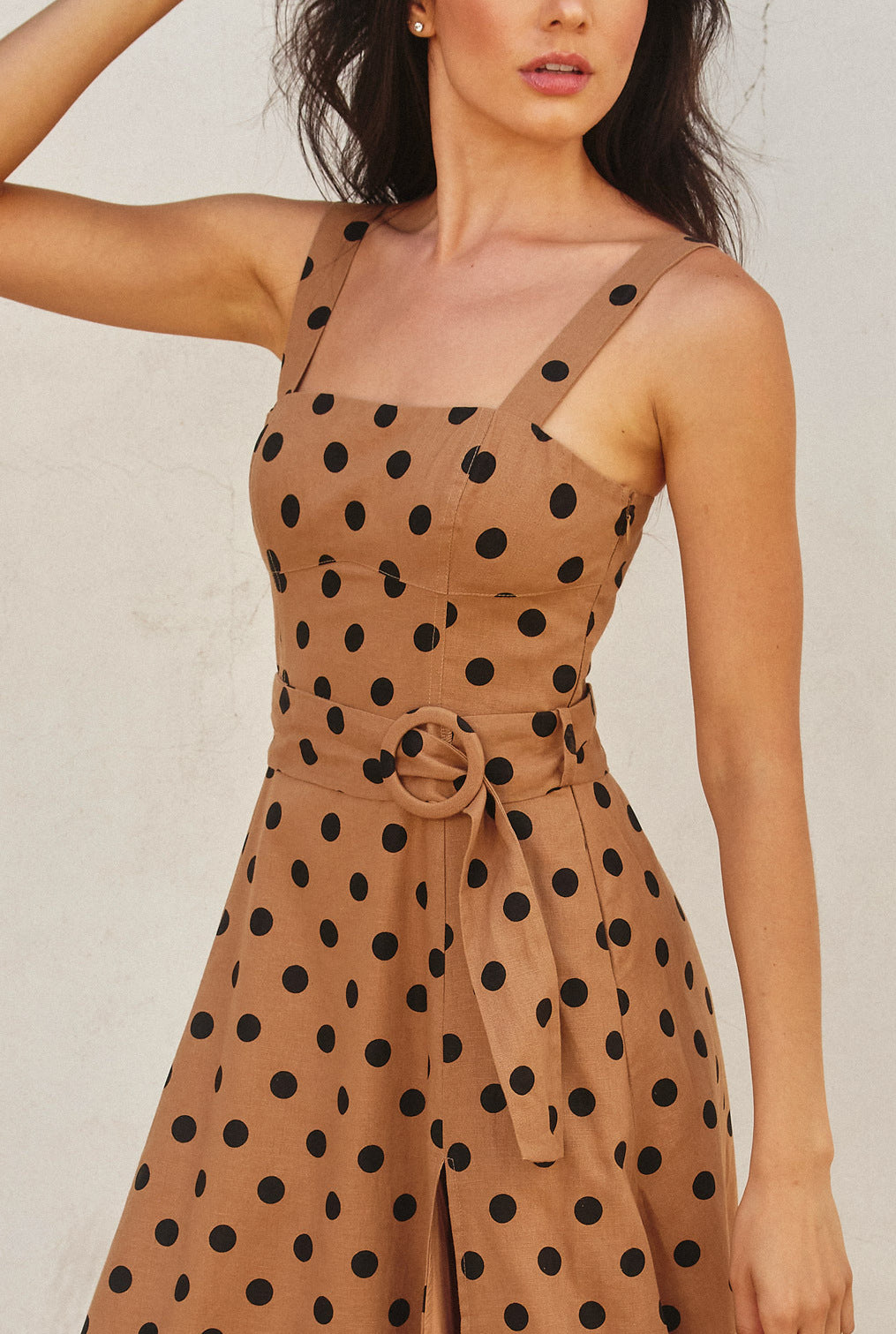 Vestido Taupe Polka Dots