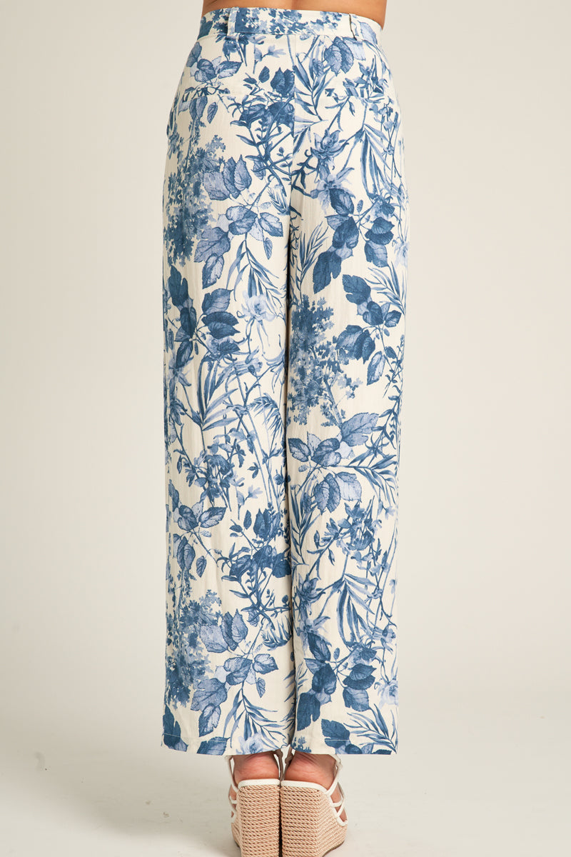 Ivory Blue Floral Pants