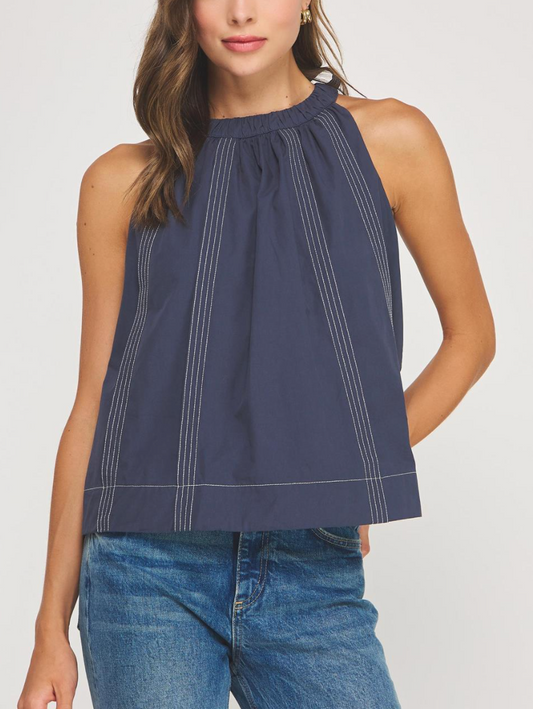 Stitch Denim Halter Top