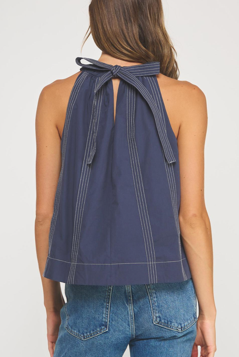 Stitch Denim Halter Top