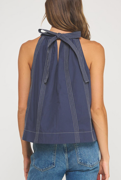 Stitch Denim Halter Top