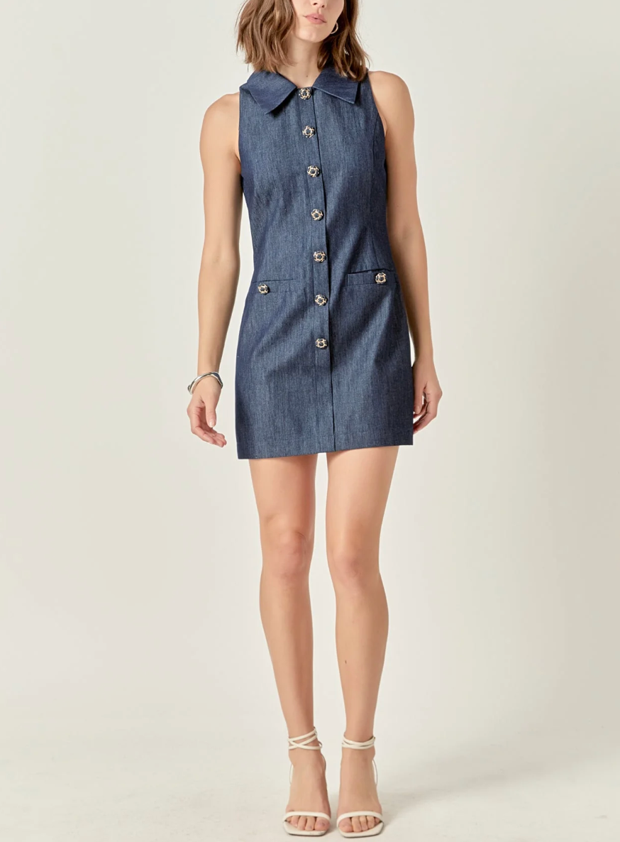 Vestido Denim Collared