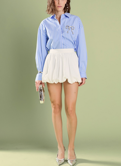 Camisa Blue Stripes Bow