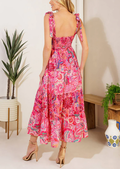 Vestido Midi Fucsia Print