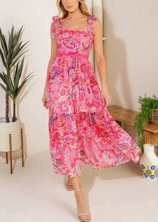 Vestido Midi Fucsia Print