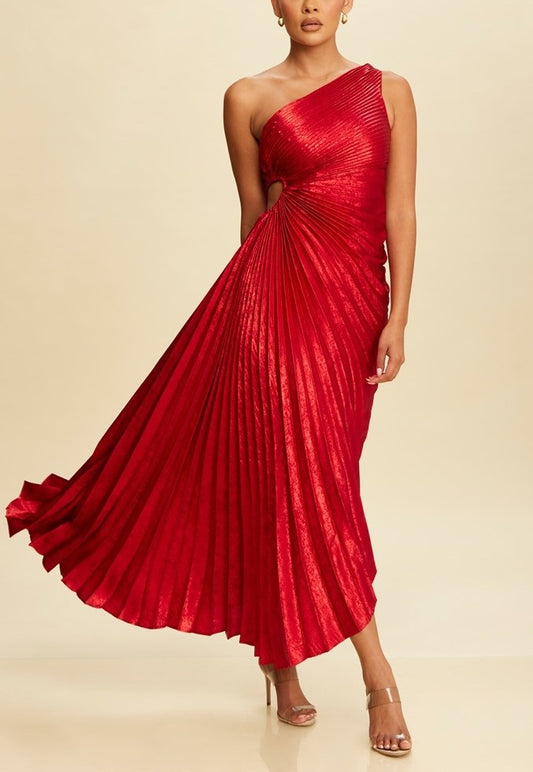 Satin Red Midi Dress