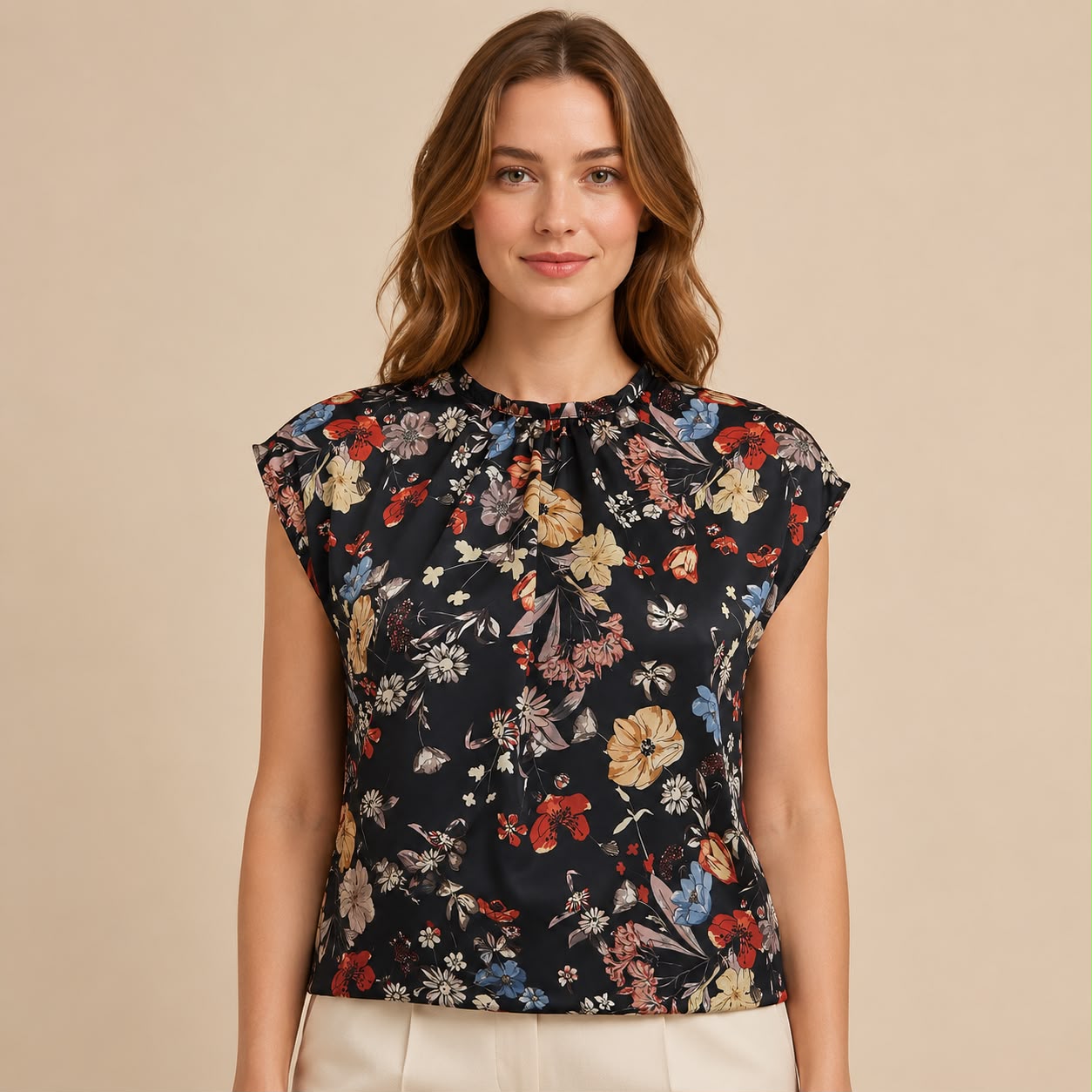 Blusa hombro corrido estampada