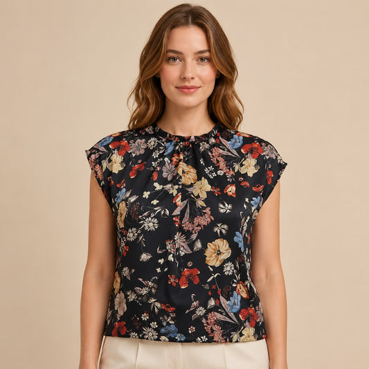 Blusa hombro corrido estampada