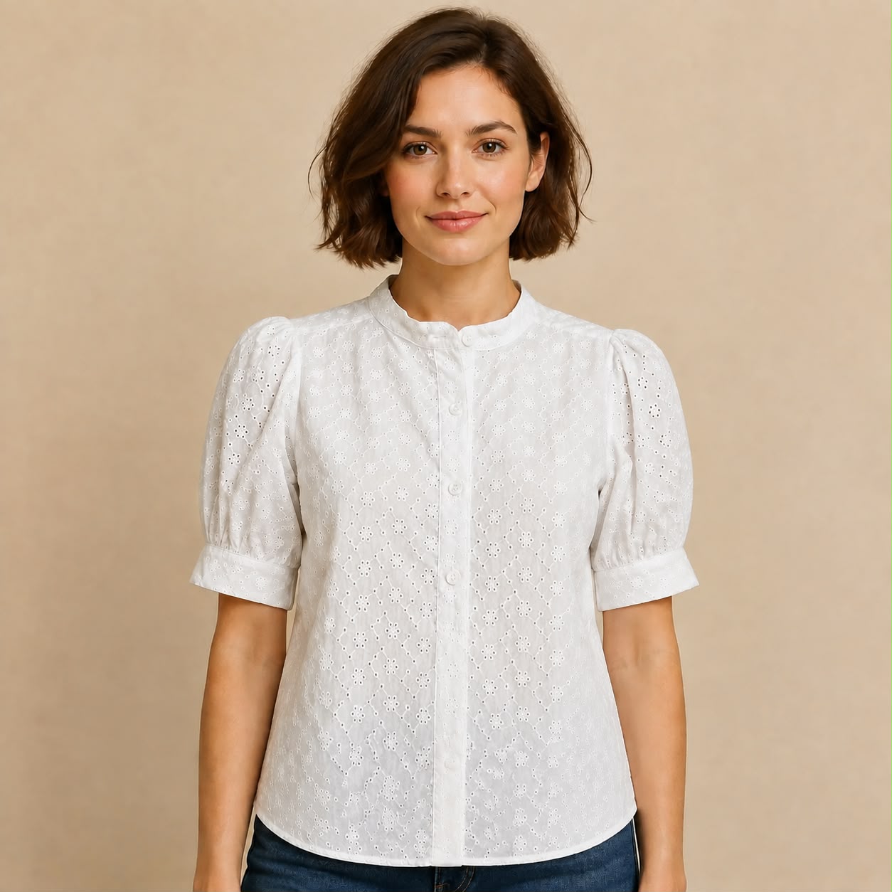 Blusa Cuello Chino manga corta