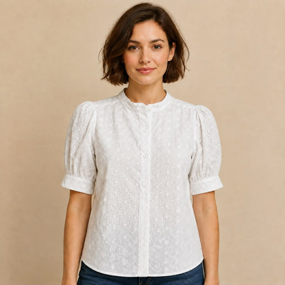 Blusa Cuello Chino manga corta