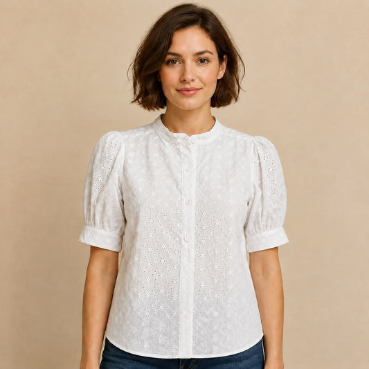Blusa Cuello Chino manga corta