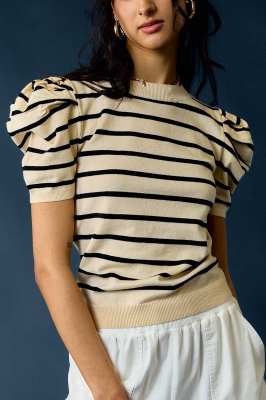 Short Puffy Stripes Top