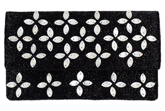 Black and White Beaded Clutch