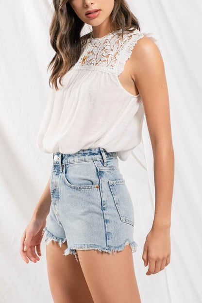 Lace Contrast Top