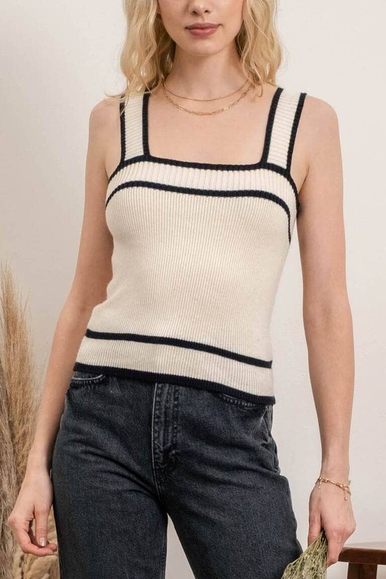 Contrast Knit Top