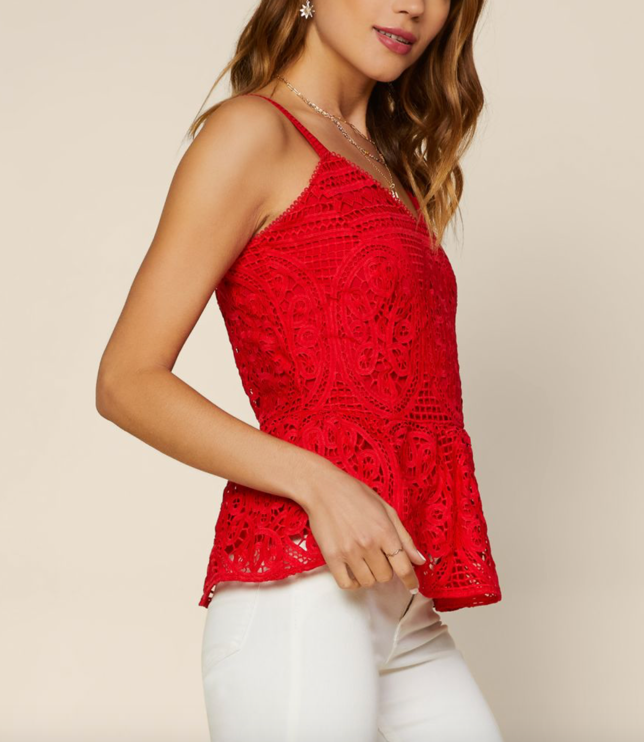 Fiery Red Lace Top