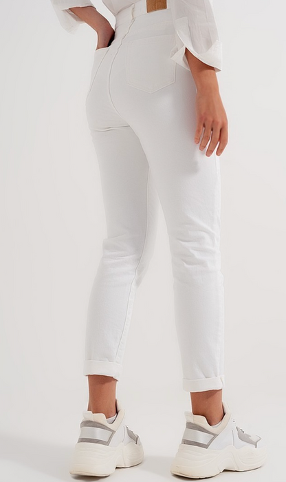 Slim Jeans Asymmetric Button